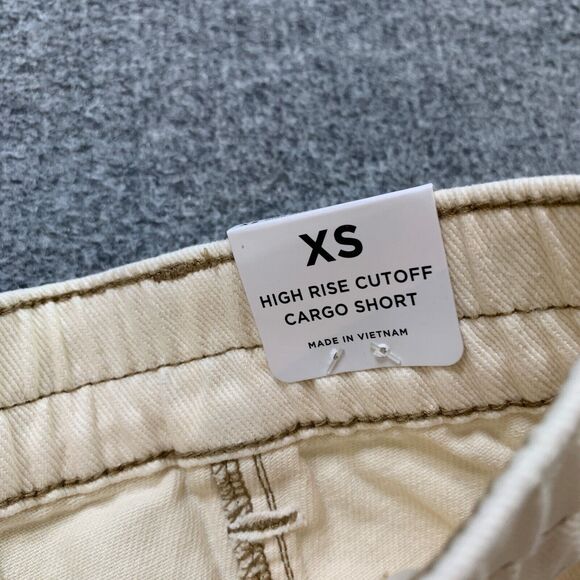 Pacsun Shorts Women XS Extra Small Ivory Denim Tint High Rise Cutoff Cargo - Picture 7 of 16
